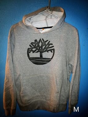 Timberland Youth Gray Crewneck Hoodie with Black Tree Logo